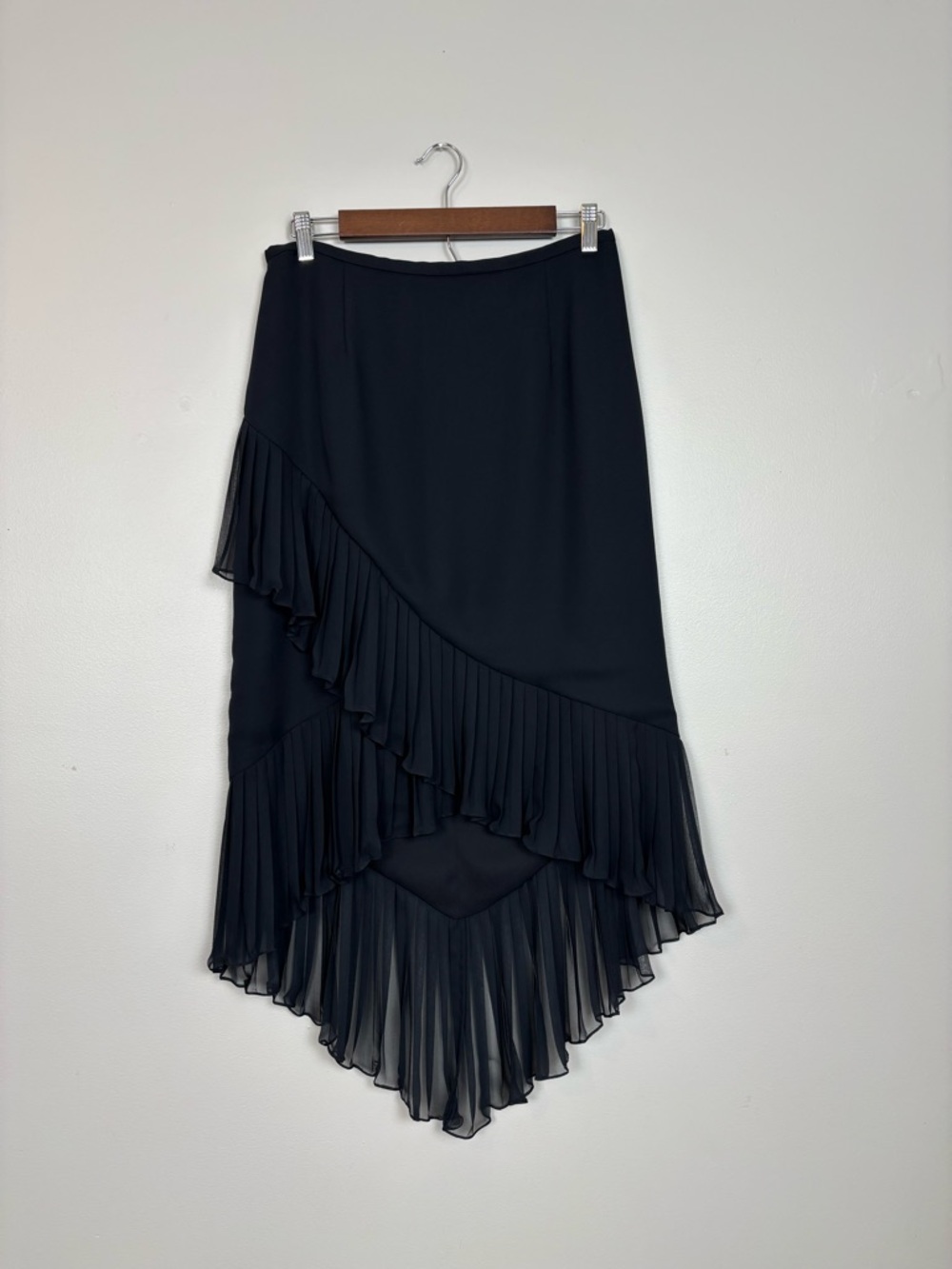 Kay Unger New York Skirt Womens 10 tiered Y2K Festival Bohemian in‎ Black